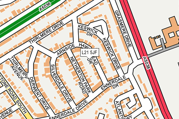 L21 5JF map - OS OpenMap – Local (Ordnance Survey)