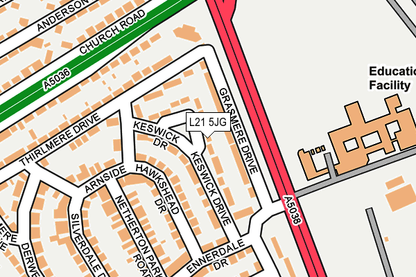 L21 5JG map - OS OpenMap – Local (Ordnance Survey)