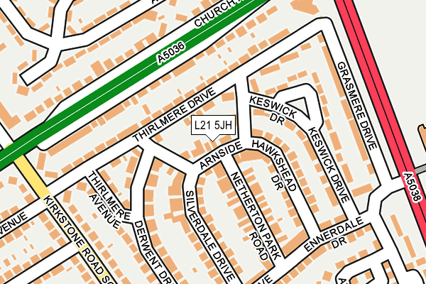 L21 5JH map - OS OpenMap – Local (Ordnance Survey)