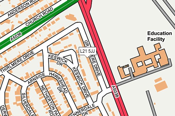 L21 5JJ map - OS OpenMap – Local (Ordnance Survey)