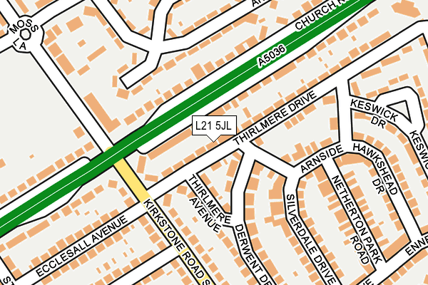 L21 5JL map - OS OpenMap – Local (Ordnance Survey)