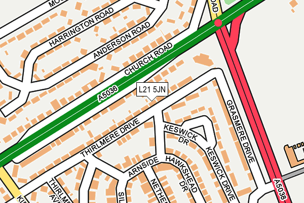 L21 5JN map - OS OpenMap – Local (Ordnance Survey)