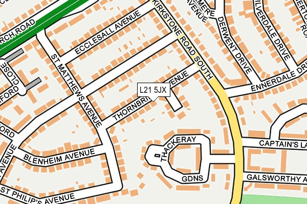 L21 5JX map - OS OpenMap – Local (Ordnance Survey)