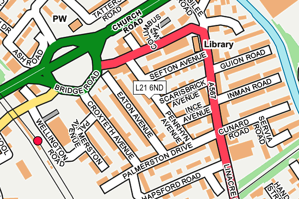 L21 6ND map - OS OpenMap – Local (Ordnance Survey)