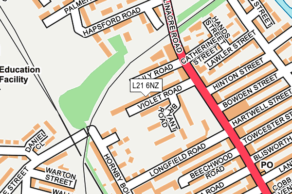 L21 6NZ map - OS OpenMap – Local (Ordnance Survey)