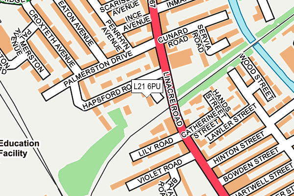 L21 6PU map - OS OpenMap – Local (Ordnance Survey)