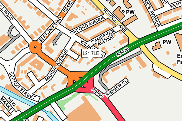 L21 7LE map - OS OpenMap – Local (Ordnance Survey)
