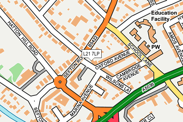 L21 7LP map - OS OpenMap – Local (Ordnance Survey)