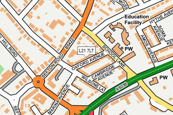 L21 7LT map - OS OpenMap – Local (Ordnance Survey)