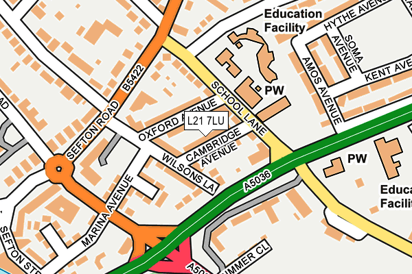 L21 7LU map - OS OpenMap – Local (Ordnance Survey)