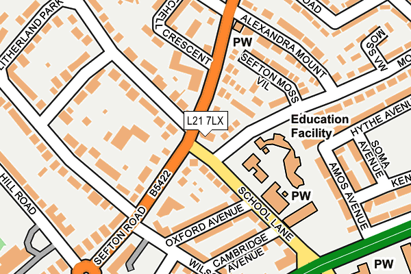 L21 7LX map - OS OpenMap – Local (Ordnance Survey)