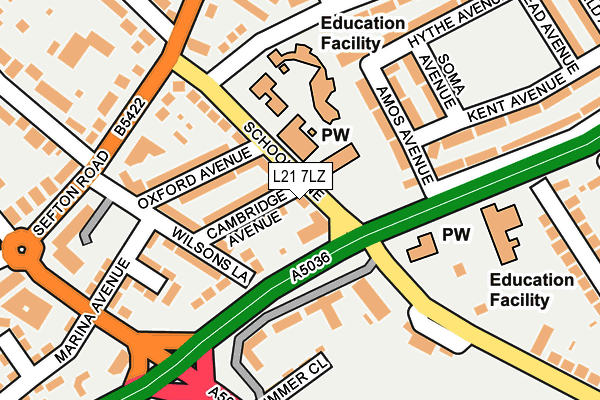 L21 7LZ map - OS OpenMap – Local (Ordnance Survey)