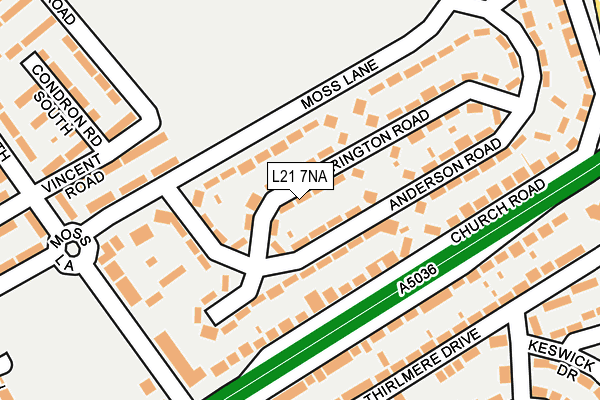 L21 7NA map - OS OpenMap – Local (Ordnance Survey)
