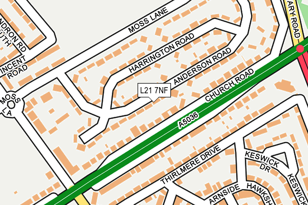 L21 7NF map - OS OpenMap – Local (Ordnance Survey)