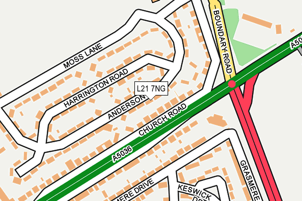 L21 7NG map - OS OpenMap – Local (Ordnance Survey)