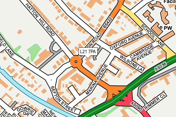 L21 7PA map - OS OpenMap – Local (Ordnance Survey)