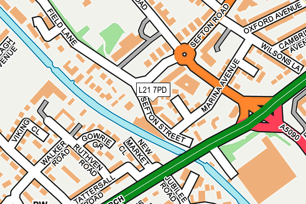 L21 7PD map - OS OpenMap – Local (Ordnance Survey)