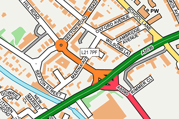 L21 7PF map - OS OpenMap – Local (Ordnance Survey)