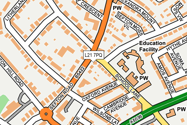 L21 7PQ map - OS OpenMap – Local (Ordnance Survey)