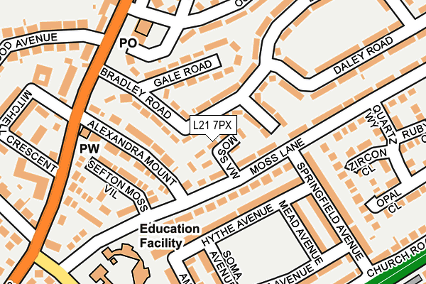 L21 7PX map - OS OpenMap – Local (Ordnance Survey)