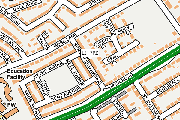 L21 7PZ map - OS OpenMap – Local (Ordnance Survey)