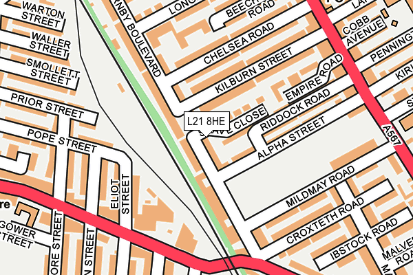 L21 8HE map - OS OpenMap – Local (Ordnance Survey)