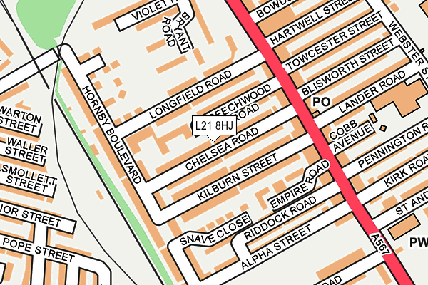 L21 8HJ map - OS OpenMap – Local (Ordnance Survey)