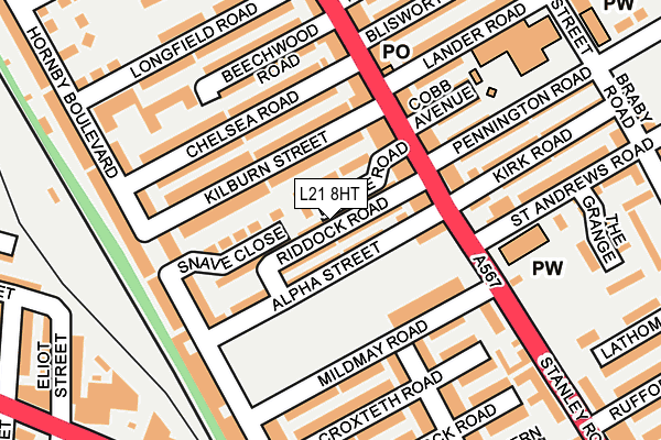 L21 8HT map - OS OpenMap – Local (Ordnance Survey)