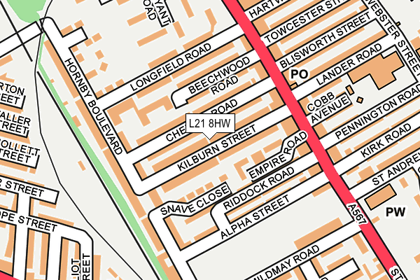 L21 8HW map - OS OpenMap – Local (Ordnance Survey)