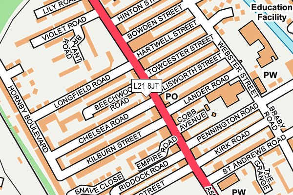L21 8JT map - OS OpenMap – Local (Ordnance Survey)