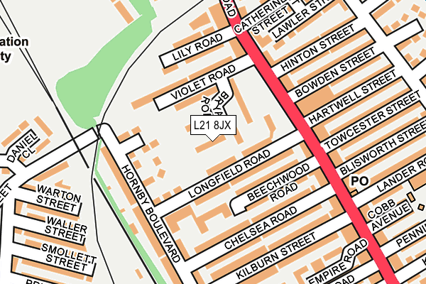 L21 8JX map - OS OpenMap – Local (Ordnance Survey)