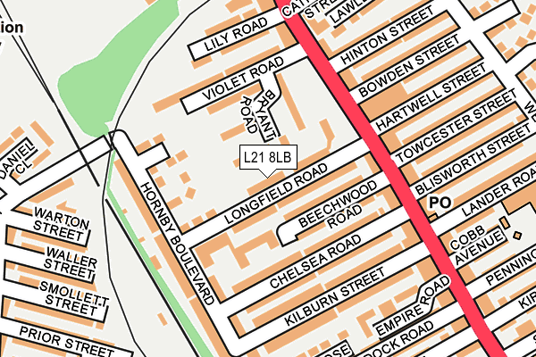 L21 8LB map - OS OpenMap – Local (Ordnance Survey)