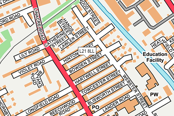 L21 8LL map - OS OpenMap – Local (Ordnance Survey)