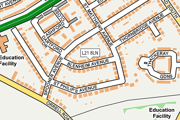 L21 8LN map - OS OpenMap – Local (Ordnance Survey)