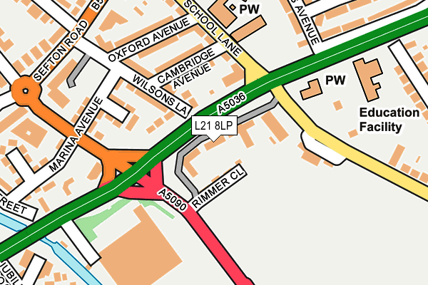 L21 8LP map - OS OpenMap – Local (Ordnance Survey)