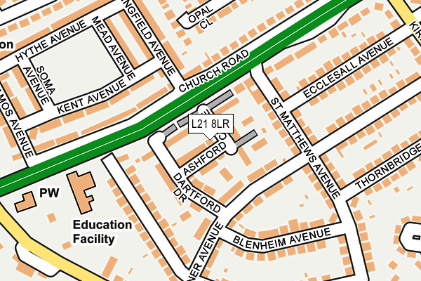 L21 8LR map - OS OpenMap – Local (Ordnance Survey)