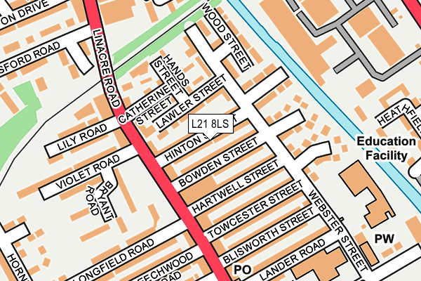 L21 8LS map - OS OpenMap – Local (Ordnance Survey)