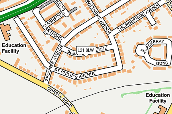 L21 8LW map - OS OpenMap – Local (Ordnance Survey)