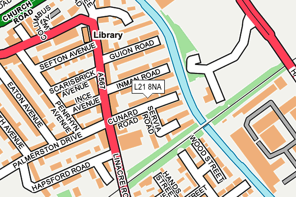 L21 8NA map - OS OpenMap – Local (Ordnance Survey)