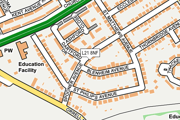 L21 8NF map - OS OpenMap – Local (Ordnance Survey)
