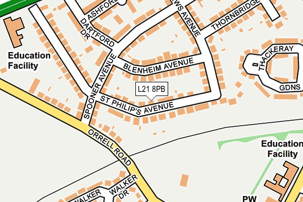 L21 8PB map - OS OpenMap – Local (Ordnance Survey)