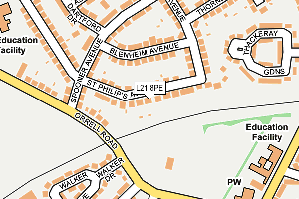 L21 8PE map - OS OpenMap – Local (Ordnance Survey)