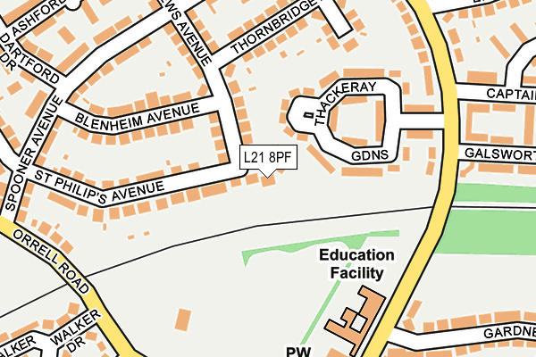 L21 8PF map - OS OpenMap – Local (Ordnance Survey)