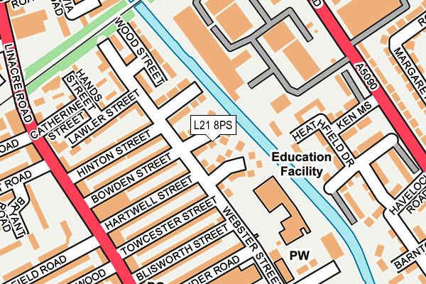 L21 8PS map - OS OpenMap – Local (Ordnance Survey)