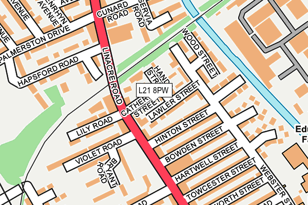 L21 8PW map - OS OpenMap – Local (Ordnance Survey)