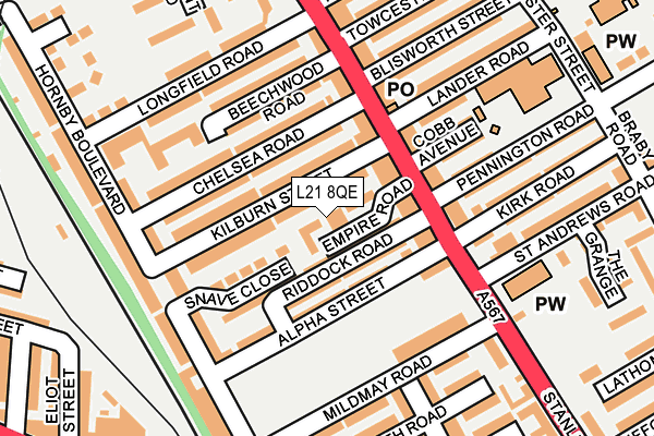 L21 8QE map - OS OpenMap – Local (Ordnance Survey)