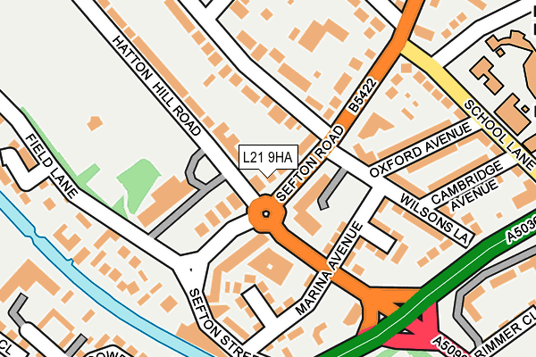 L21 9HA map - OS OpenMap – Local (Ordnance Survey)