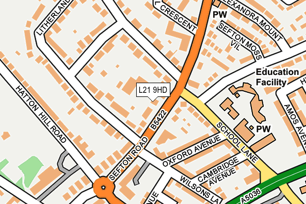 L21 9HD map - OS OpenMap – Local (Ordnance Survey)