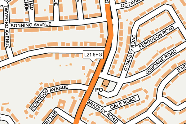L21 9HG map - OS OpenMap – Local (Ordnance Survey)