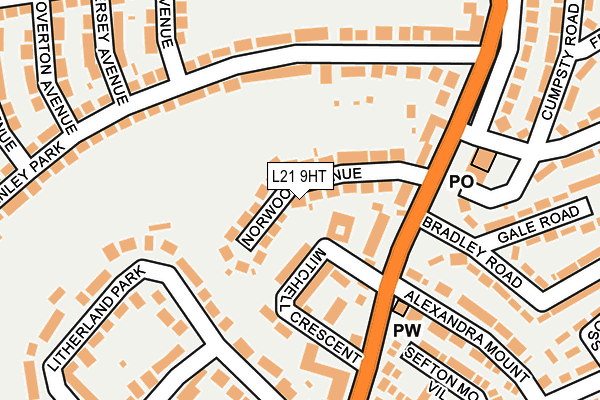 L21 9HT map - OS OpenMap – Local (Ordnance Survey)